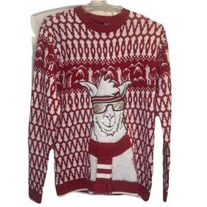 Blizzard Bay Red White Llama Crewneck Ugly Christmas Sweater Sz S Party Holiday